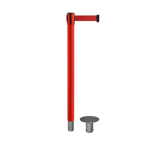 MONTOUR LINE Stanchion Belt Barrier Removable Base Red Post 9ft.Red Belt MSX630R-RD-RD-90